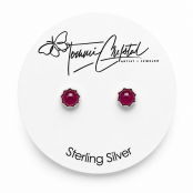 Burmese Ruby Gemstone Sterling Silver Stud Earrings