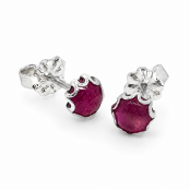 Burmese Ruby Gemstone Sterling Silver Stud Earrings