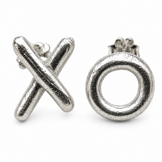 XOXO Hugs & Kisses Hand Cast Sterling Silver Studs