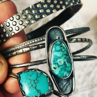 Natural Turquoise & Sterling Silver Cuff